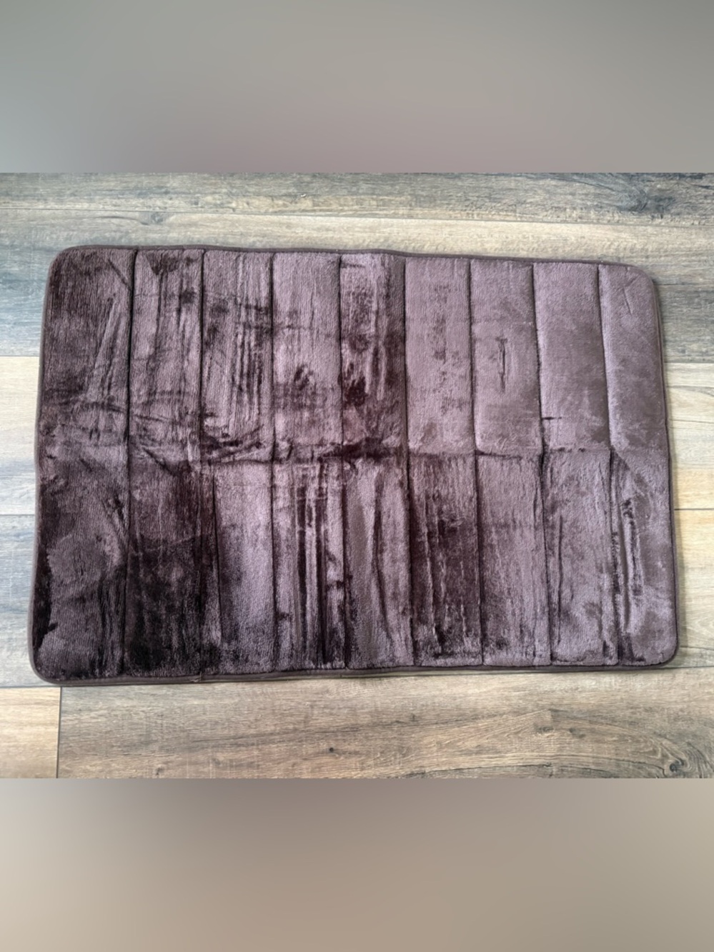 Plush Memory Foam Bath Mat in Dark Brown microfiber 24” x 35” new skid back